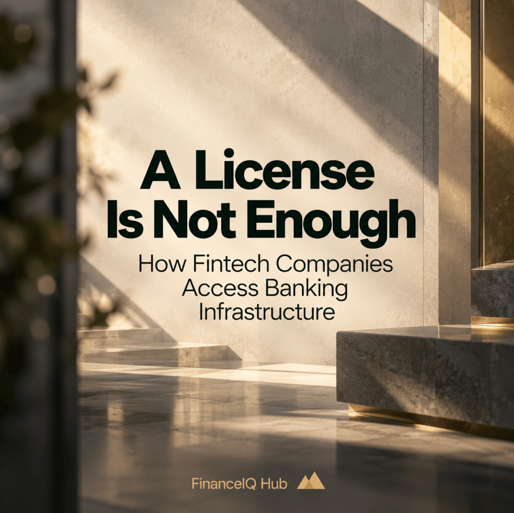 A License Is Not Enough — FinanceIQ Hub explains how fintech companies access banking infrastructure through sponsor banks, BaaS, payment rails, and financial partners.